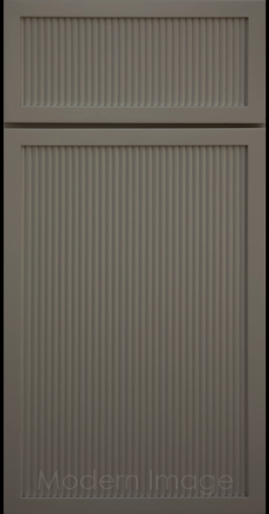 Wind-Matte Arcadia Reed Cabinet Door featuring a Narrow Frame and Slim Fluted Center Panel.